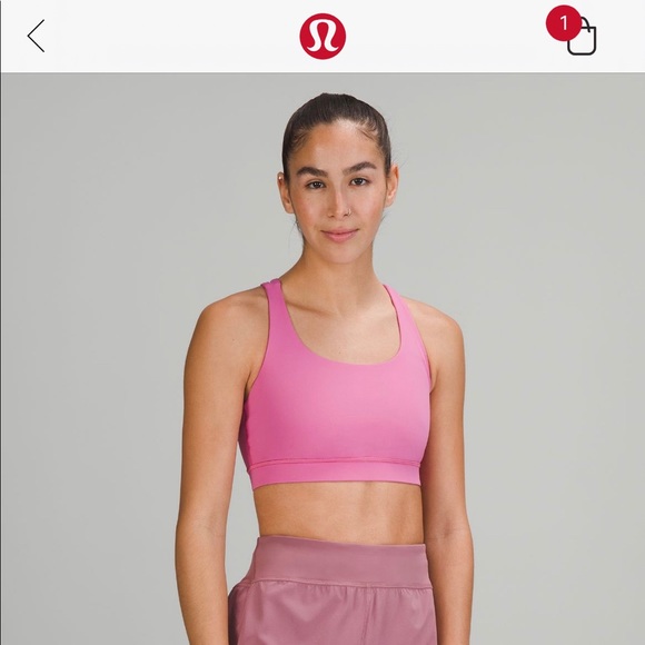 Dark Pink lulu Criss across Sports Bra - Picture 1 of 4